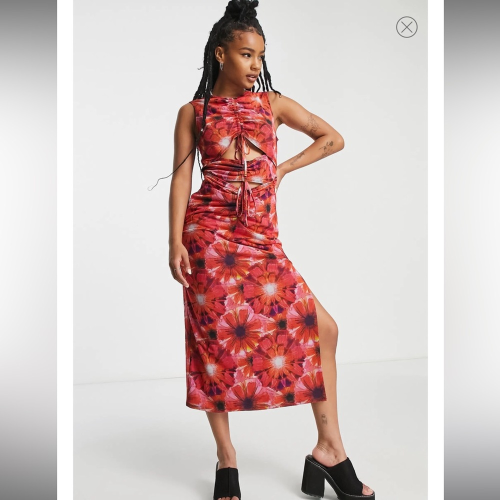 Topshop Petite Mesh Midi Dress with Ties Size XS